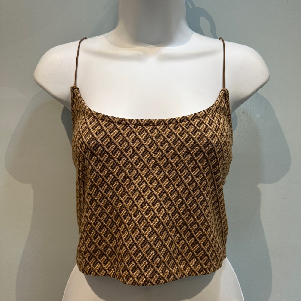 Eloide Brown Patterned Women's Cropped Tank Top XS but stretchy